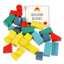 Wooden building blocks in a tin, Rex London