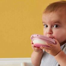 b.box fill+feed Silicone bowl with a lid for feeding babies and children blush