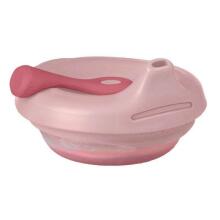 b.box fill+feed Silicone bowl with a lid for feeding babies and children blush