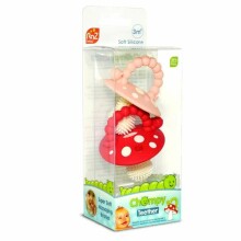 Speech therapy teether RaZbaby baby mushroom for teething, 2 pcs.red and pink