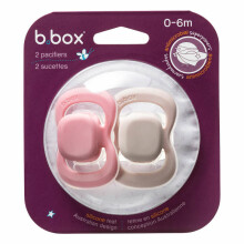 b.box pacifier for newborns and infants twin pack – symmetrical silicone pacifier 0 – 6 months, Berry/Blush