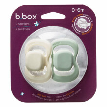 b.box pacifier for newborns and infants twin pack – symmetrical silicone pacifier 0 – 6 months, Sage/Vanilla