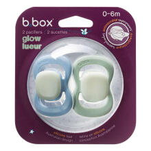 b.box pacifier for newborns and infants twin pack Glow in the dark – symmetrical silicone pacifier 0-6 months, Ocean/Sage