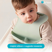 b.box Roll-up silicone bib with an open pocket - a soft bib for children and babies, Sage