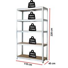 Metāla plaukts – stelāža, 220x110x45 cm, 175 kg