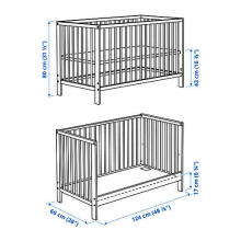 Made in Sweden Gulliver Art.195.061.13 Комплект:Деревянная детская кроватка 120x60см+пеленальный столик