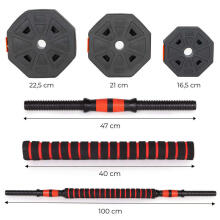 Regulējamas hanteles: 2 x 20 kg stieņa komplekts, 40 kg stienis.