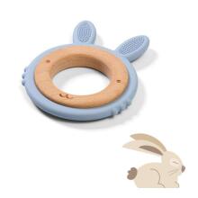 BabyOno Wood Teether Rabbit  Art.1076/03  Деревянно/силиконовый прорезыватель