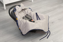 Velvet carry-cot swaddle blanket - Navy blue foxes