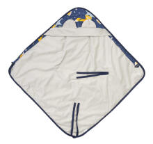 Velvet carry-cot swaddle blanket - Navy blue foxes