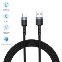 Tellur Data Cable USB to Type-C LED Light Nylon 2m Black