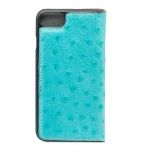 Tellur Book case Ostrich Genuine Leather for iPhone 7 turquoise