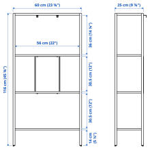 IKEA BAGGEBO Art.50481172 White metalinė lentyna 60x25x116cm