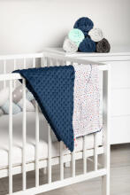 Light Minky Blanket – dots navy blue