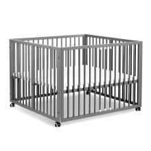 KLUPS JONAS Graphite wooden playpen with wheels 100x96 cm