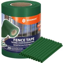 Fence tape Springos FN0008 19 cm x 35 m 450g/m2, dark green 20 Clips