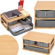 Bamboo organizer with 3 drawers for cosmetics, jewelry box Springos HA0161