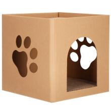 Cardboard house with cat scratching post Springos PA0322 30x30x30 cm