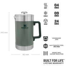 Kafijas nospiežamā termokanna The Stay-Hot French Press 1,4L zaļa