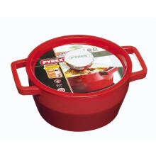 2.2L PYREX round cast iron/&Oslash;20cm/red