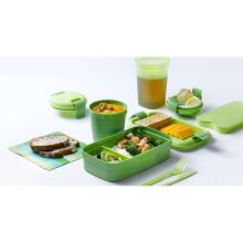 Food bowl rectangle with cutlery 1,4L Lunch&amp;amp;Go green