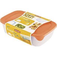 Food bowl set 3 pcs rectangle 2+1+0,5L Fresh&amp;amp;Go mix