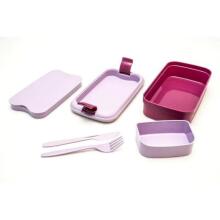 Food bowl rectangle with cutlery 1,4L Lunch&amp;amp;Go purple