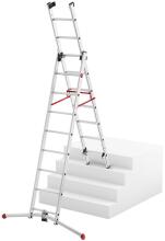 Combination stairs S100 Hailo ProfiLOT / aluminium / 2x9+1x8 steps