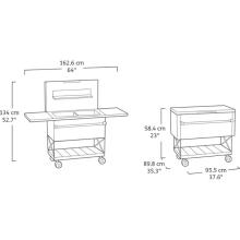 Garden bar on wheels with cooler Patio Cooler&amp;amp;Beverage grey