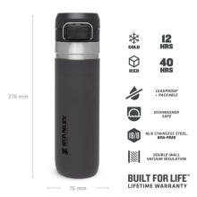 Termopudele The Quick Flip Water Bottle Go 0,71L tumši pelēka