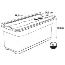 Box with lid crystalbox Cornelia 79,5x39,5x40cm 83L transparent