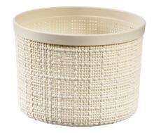 Basket with lid Jute round 2L &Oslash;17x13cm cream