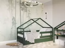 YappyKids YappyHytte Art.388981 Green bed - house style 200x90cm