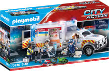 PLAYMOBIL Rescue Vehicles: Ambulance with Lights and Sound 70936