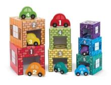 „Melissa &amp; Doug“ rūšiuojantys garažai. 12355 piramidė - automobilių ir garažų komplektas