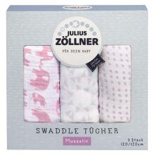 Julius Zollner Swaddle Art.8973500004 Высококачественная муслиновая пелёнка из бамбука 120х120 см.3 шт.